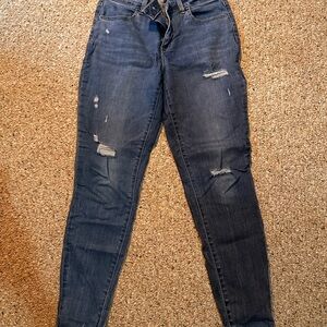 Maurices Dark Blue Distressed Skinny Jeans
